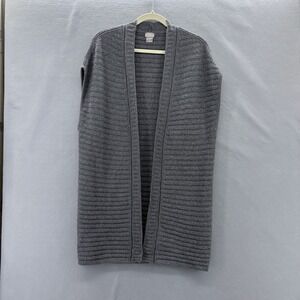 Chicos Size 0 Small Shimmer Long Open Front Sweater Vest Gray Boho Casual Staple
